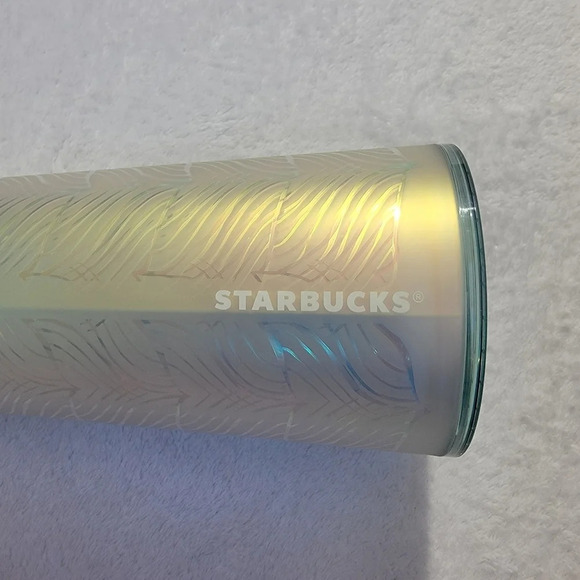 Starbucks 2021 Iridescent Mermaid Tail 24 Oz. Cold Cup Tumbler Teal Lid Straw - Picture 4 of 7